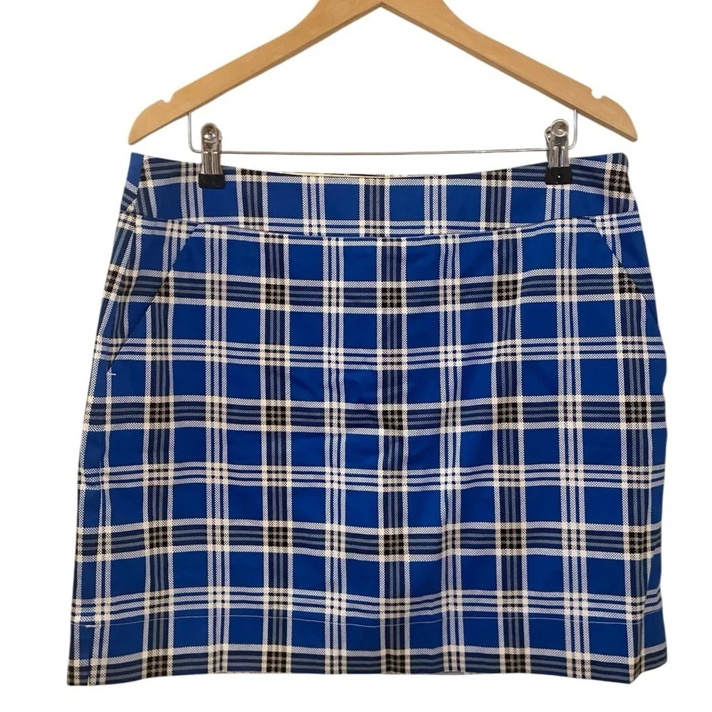Loudmouth Fairway Blue Plaid Golf Athletic Skirt Skort